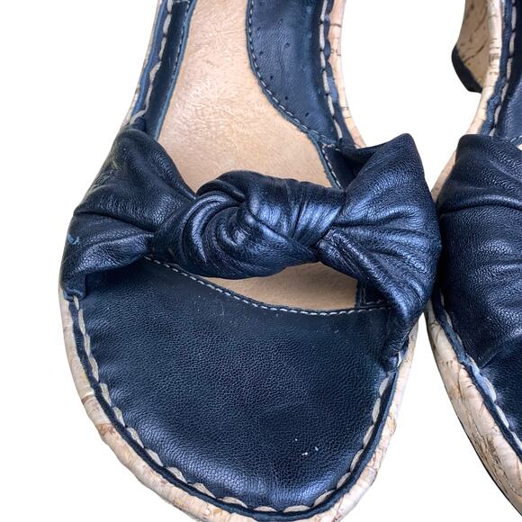 Born Black Leather Wedge Sandals Size 10 Comfy Casual Leather Shoes - Picture 7 of 11